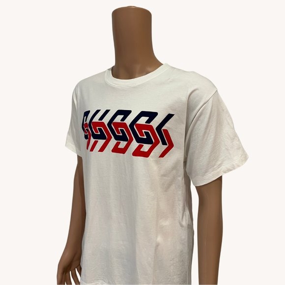 COTTON JERSEY T-SHIRT WITH GUCCI MIRROR PRINT - Picture 4 of 10